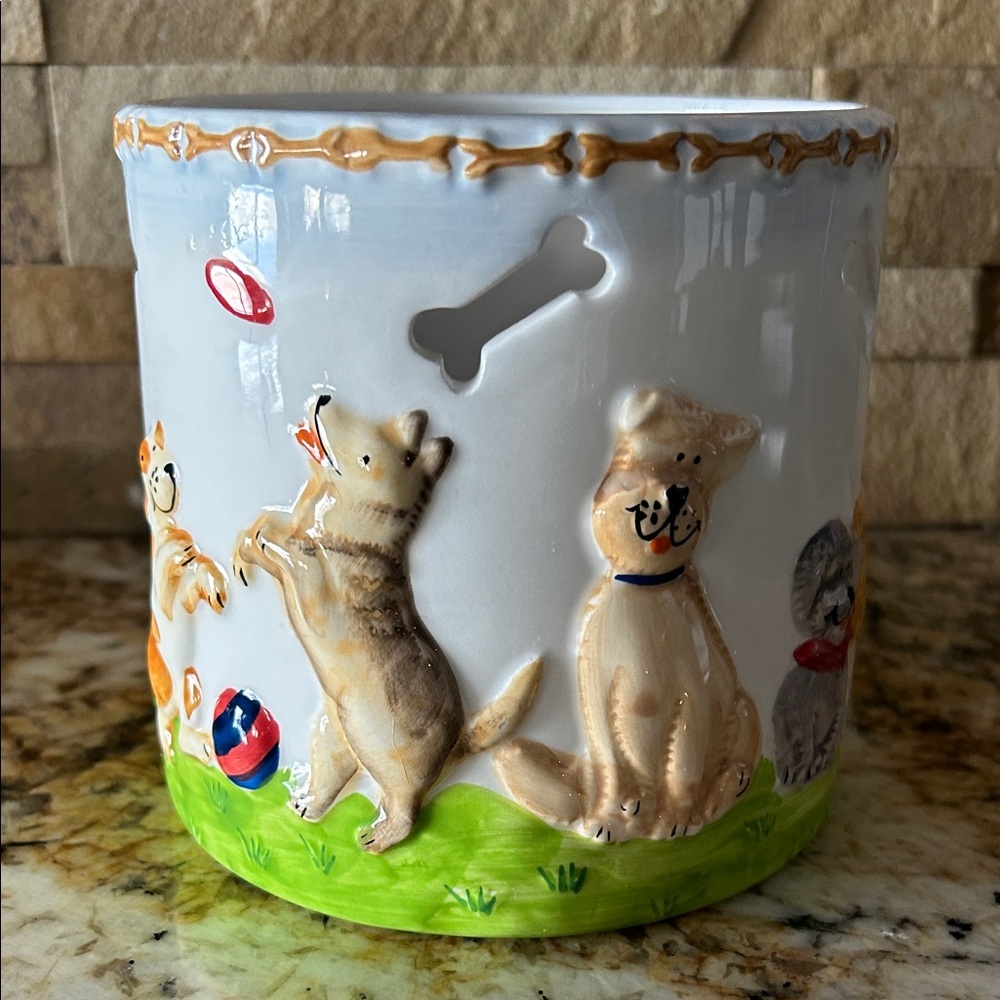 Dog and Cat Ceramic Container